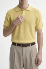 Antioch Sarı Örgü Dokulu Polo Yaka Erkek T-Shirt Antioch Sarı Örgü Dokulu Polo Yaka Erkek T-Shirt
