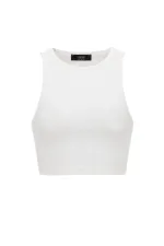 Débardeur court côtelé Antioch Ecru pour femme