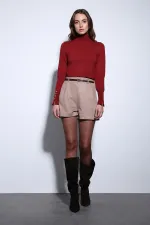 Short plissé pour femme Antioch en daim effet vison