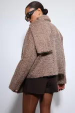 Antioch Kahve Atkı Yaka Suni Kürklü Kaban