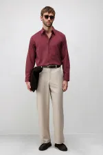 Antioch Burgundy Modal Blend Textured Men's Shirt