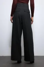 Antioch Füme Çizgili Geniş Paça Pantolon