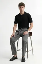 T-shirt homme Antioch noir en maille texturée à col polo