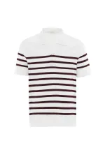 T-shirt à col polo rayé Antioch rouge bordeaux et écru pour homme