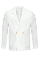 Antioch Off-White Double-Breasted Unlined Men's Blazer Jacket