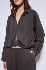 Antioch Kahve Volümlü Ceket Ve Paça Lastikli Eşofman Takım