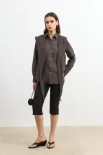 Antioch Kahve Mendil Detaylı Kadın Gömlek