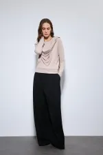 Antioch Beige Draped Shawl Detailed Top