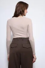 T-shirt basique beige à manches longues Antioch