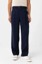 Pantalon homme Antioch Navy en modal, coupe décontractée et ceinture