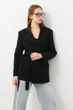 Antioch Siyah Kuşaklı Kadın Blazer