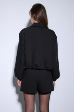 Antioch Black Zip-Up Bomber Jacket for Women
