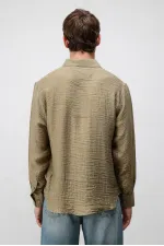 Antioch Haki Crinkled Relax Fit Erkek Gömlek