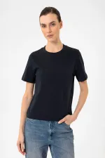 Antioch Navy Blue Women's Crew Neck Basic T-Shirt