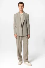 Antioch Light Khaki Single Button Double-Breasted Men's Blazer Jacket