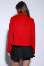 Veste courte en cachemire à col chemise rouge Antioch