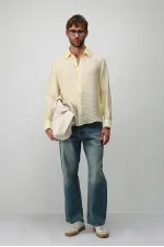 Antioch Sarı Crinkled Relax Fit Erkek Gömlek