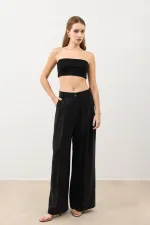 Antioch Black Pleated Palazzo Women's Trousers