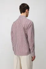 Chemise rayée Antioch Burgundy en mélange de lyocell, coupe décontractée, pour homme