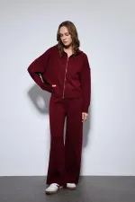 Ensemble pull à capuche bordeaux Antioch et pantalon large en maille