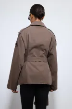 Antioch Kahve Kemerli Kısa Trençkot