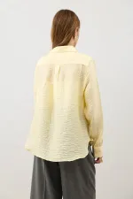 Chemise drapée en mousseline jaune Antioch pour femme