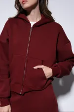 Antioch Burgundy Zip-Up Hooded Women's Sweatshirt
