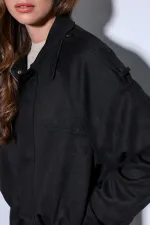 Antioch Siyah Süet Görünümlü Bomber Kadın Mont