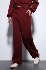 Pantalon de survêtement Antioch Burgundy Basic à ourlet ajustable pour femme