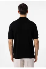 Antioch Siyah 100% Pamuk Polo Yaka Triko T-Shirt