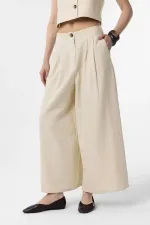 Antioch Natural Linen Blend Women's Culotte Pants