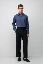 Antioch Lacivert Relaxed Fit Pileli Erkek Pantolon