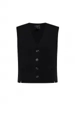 Antioch Siyah Yırtmaçlı Kadın Yelek