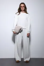 Antioch Ekru Geniş Paça Relaxed Kadın Takım