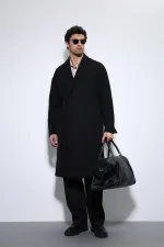 Antioch Black Belted Oversize Men's Coat Antioch Black Belted Oversize Men's Coat