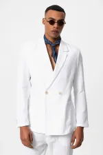Antioch Off-White Double-Breasted Unlined Men's Blazer Jacket
