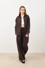 Antioch Dark Brown Draped Oversize Women's Shirt