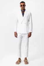 Antioch Off-White Double-Breasted Unlined Men's Blazer Jacket