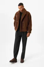 Antioch Coffee Double-Breasted Crop Fit Men's Jacket