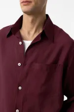 Antioch Bordo Modal Kumaş Relax Fit Erkek Gömlek