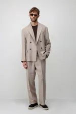 Veste blazer pour homme Antioch beige en mélange modal, coupe décontractée