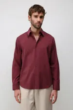 Antioch Burgundy Modal Blend Textured Men's Shirt