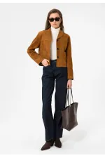 Antioch Tan Women's Faux Suede Crop Jacket