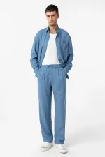 Antioch Bebe Blue Linen Blend Baggy Boys' Pants with Belt