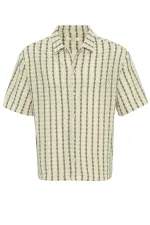 Antioch Khaki Striped Knitted Short-Sleeved Men's Shirt