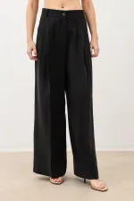 Antioch Black Pleated Palazzo Women's Trousers