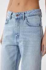 Jean Antioch bleu clair taille haute pour femme