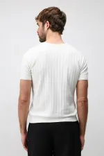 Antioch Off-White Textured Men's Knit T-Shirt