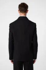 Veste blazer pour homme Antioch noire coupe décontractée en lin mélangé