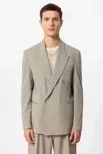 Antioch Light Khaki Single Button Double-Breasted Men's Blazer Jacket
